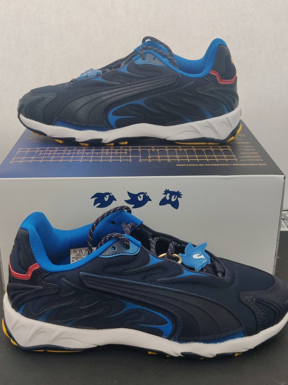 Puma Kids Navy Blue and Light Blue Sneakers with White Sole